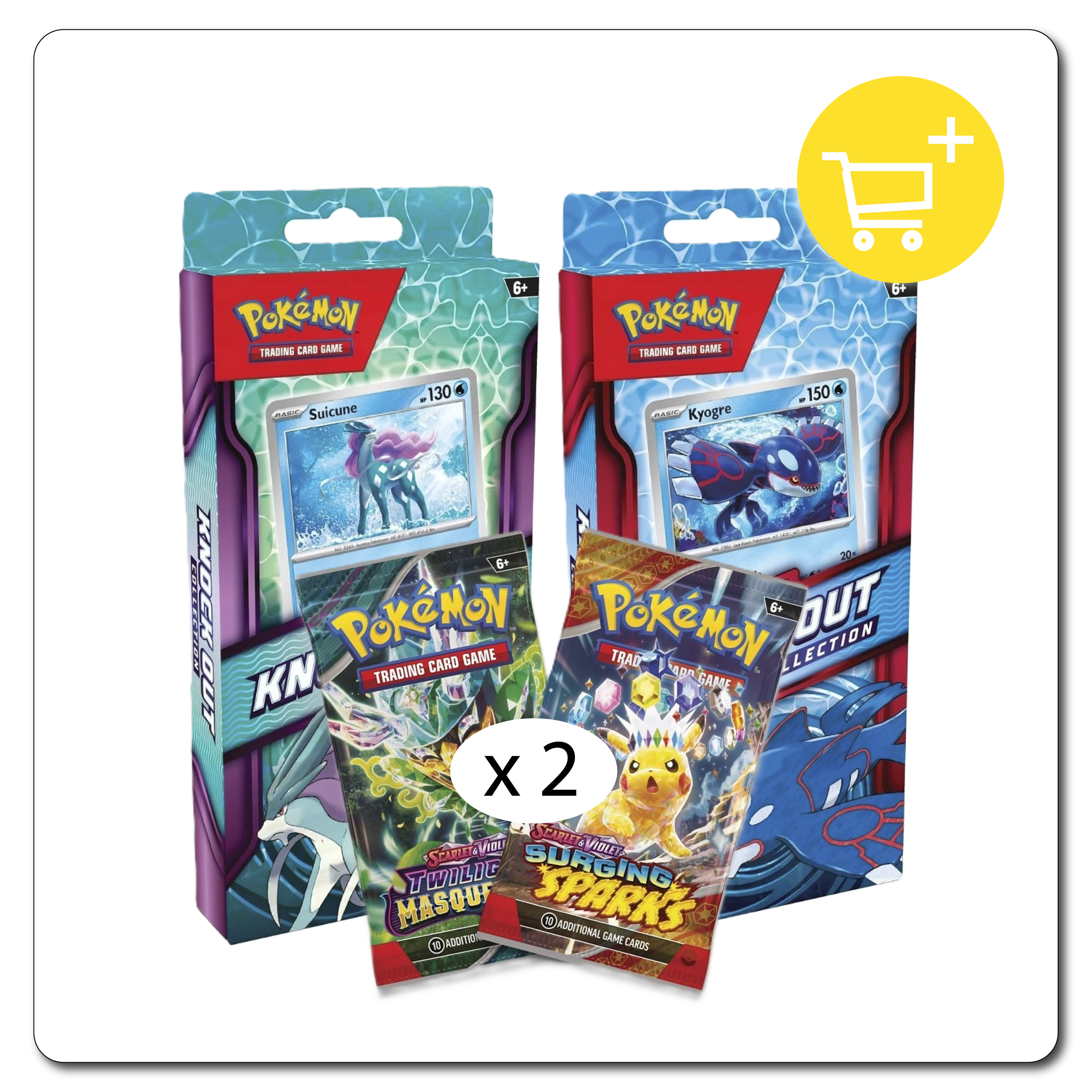 Knock Out Boxes (2) 4 Booster Packs! 2 Twilight Masquerade & 2 Surging Sparks