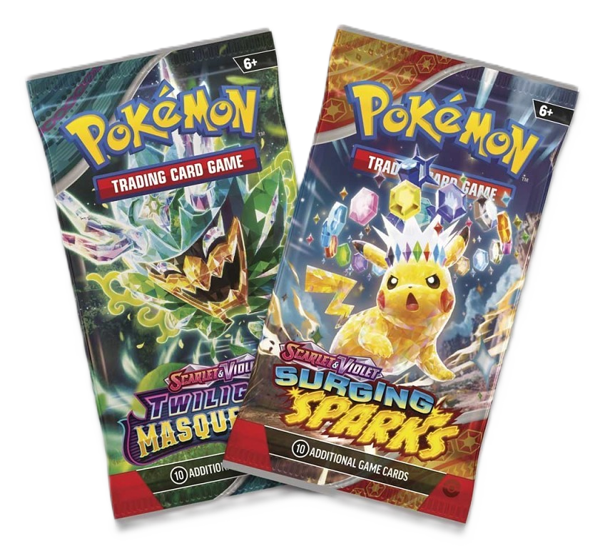 Knock Out Boxes (2) 4 Booster Packs! 2 Twilight Masquerade & 2 Surging Sparks